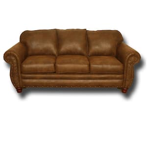 Sedona 88 in. Brown Pinto Microfiber 3-Seater English Rolled Arm Sofa with Removable Cushions
