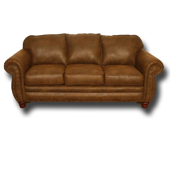 American Furniture Classics Sedona 88 in. Brown Pinto Microfiber 3-Seater English Rolled Arm Sofa with Removable Cushions
