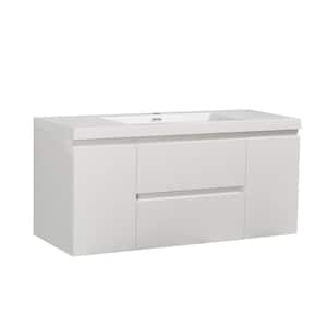 47.2 in. W x 18.9 in. D x 22.5 in. H Bath Vanity in White with White Vanity Top with White Basin
