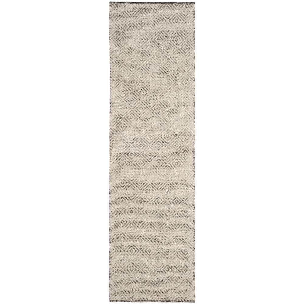 Ivory and Light Grey Wool Hand-Tufted Runner Rug