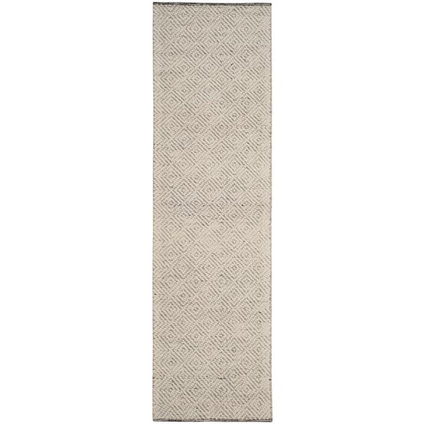 Natura 2 ft. x 16 ft. Ivory/Light Gray Geometric Runner Rug