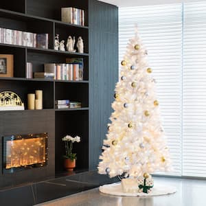 8 ft. Pre-Lit White Pine Slim Artificial Christmas Tree with 500 Warm White Lights, Three Function