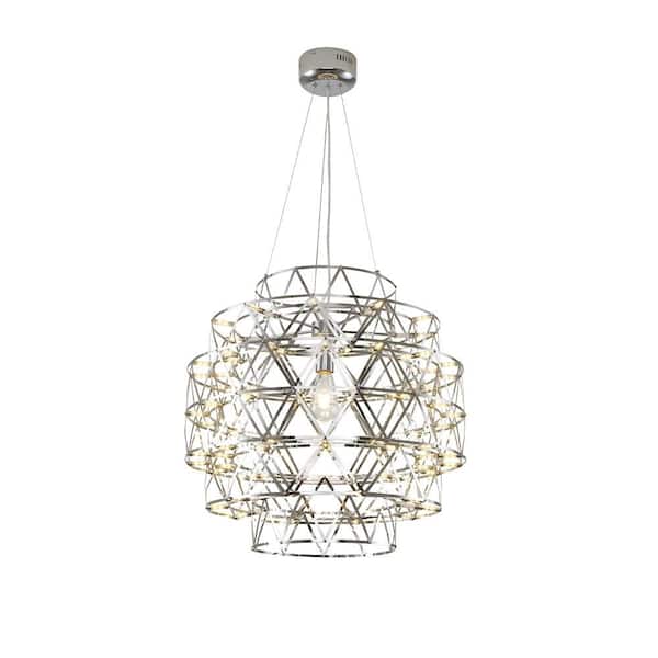 Unbranded Cassiusy 85 light dimmable Integrated LED Silver Tier Cylinder Chandelier