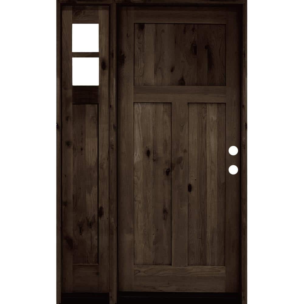50 in. x 80 in. Knotty Alder 3 Panel Left-Hand/Inswing Clear Glass Black Stain Wood Prehung Front Door w/Left Sidelite price history on PriceWatchPro