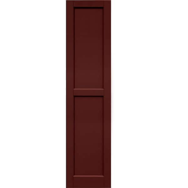 Winworks Wood Composite 15 in. x 63 in. Contemporary Flat Panel Shutters Pair #650 Board and Batten Red