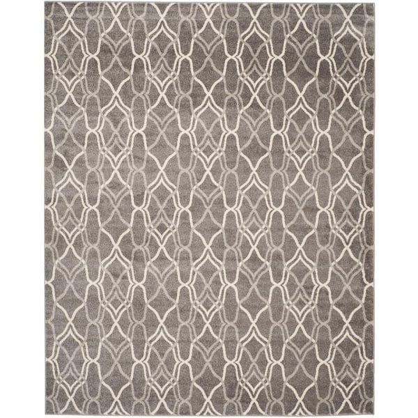 SAFAVIEH Amherst Gray/Light Gray 9 ft. x 12 ft. Multi-Shaped Geometric Area Rug
