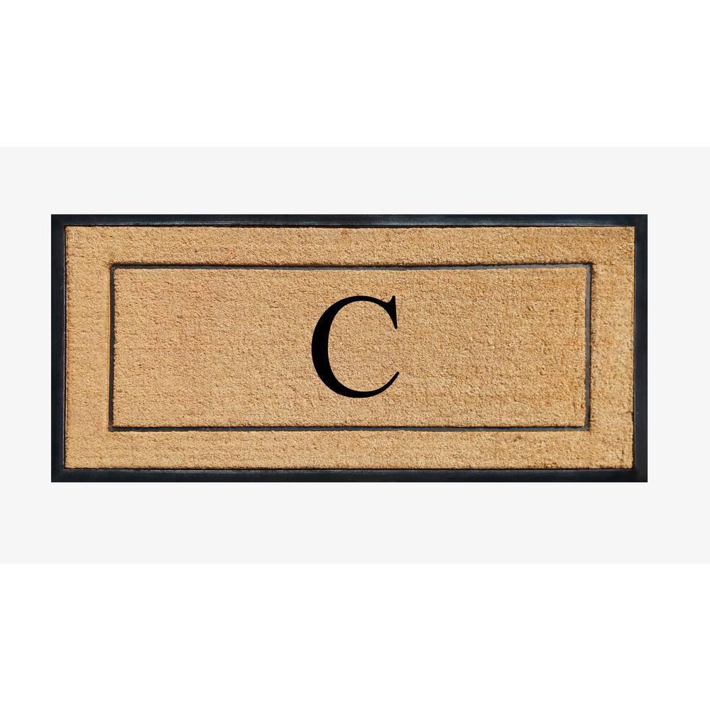 A1HC Picture Frame Black/Beige 30 in. x 60 in. Coir & Rubber Large Outdoor Monogrammed C Door Mat price history on PriceWatchPro