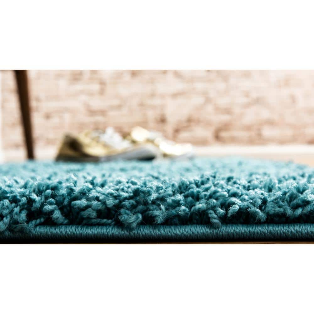 Blue Shag Reversible Synthetic Runner Rug
