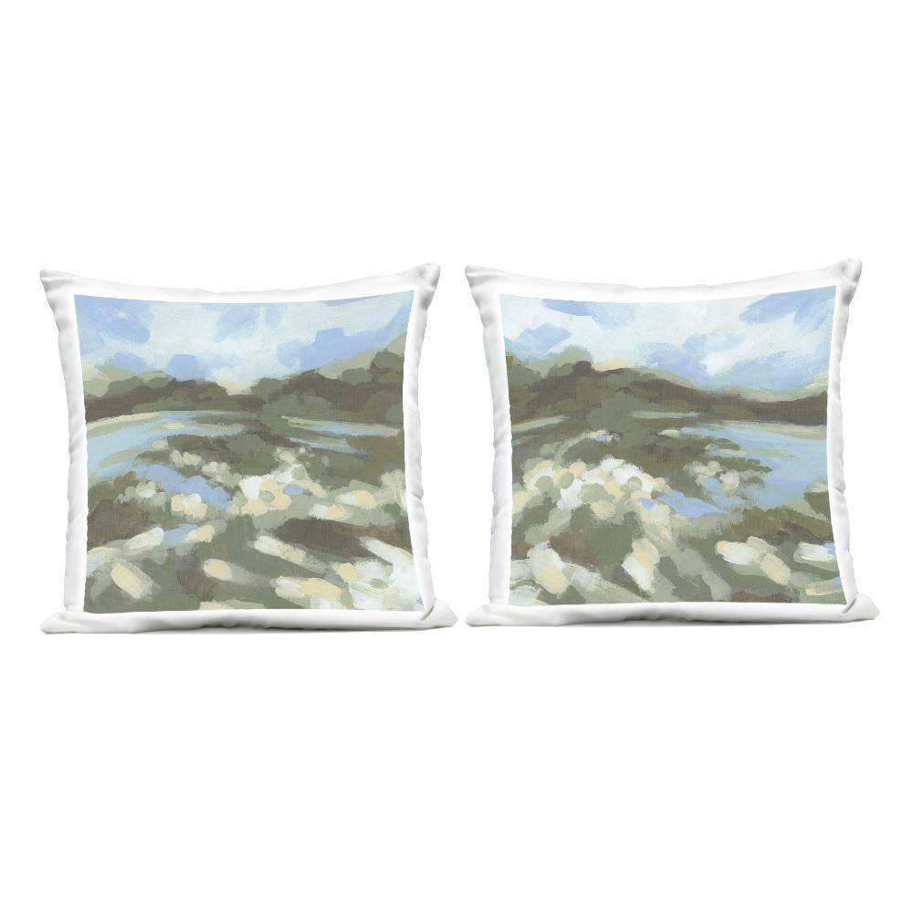 Vivid Impressionist Landscape Blue Square Outdoor Throw Pillow 2-Pack price history on PriceWatchPro