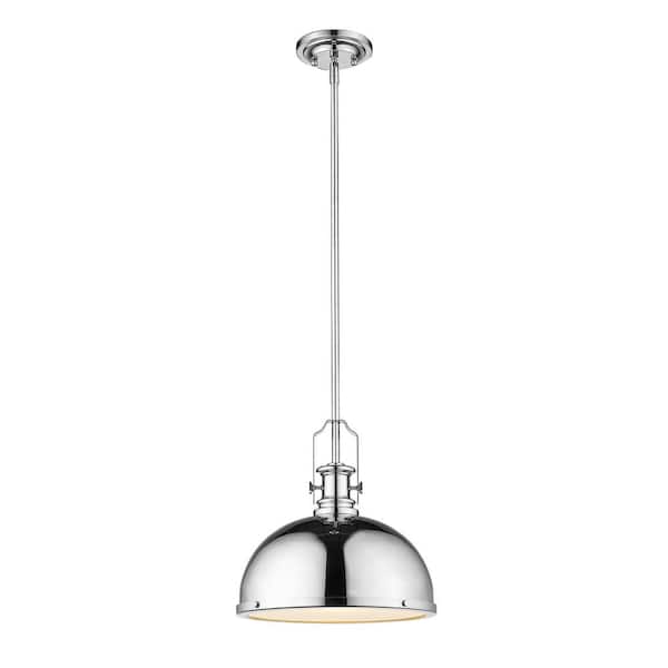 Unbranded 1-Light Chrome Pendant with Chrome Metal and Glass Shade