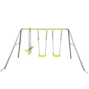 Multi-Person Interesting Swing Set for Outdoor Playground for Age 3 Plus Green
