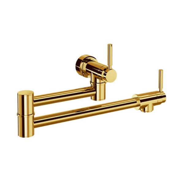 ROHL Holborn Wall Mount Pot Filler in Unlacquered Brass