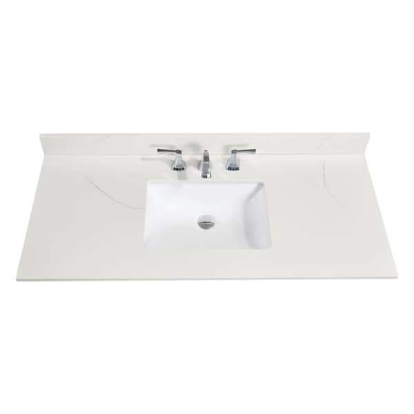 Altair 49 in. W Composite Stone Single Basin Vanity Top in Milano White with White Basin