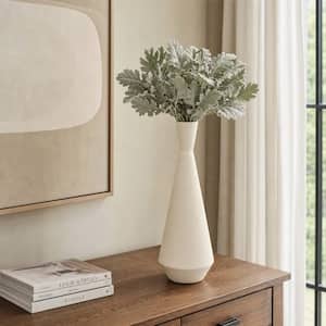 20.5 in. White Ceramic Tapered Cylinder Decorative Vase
