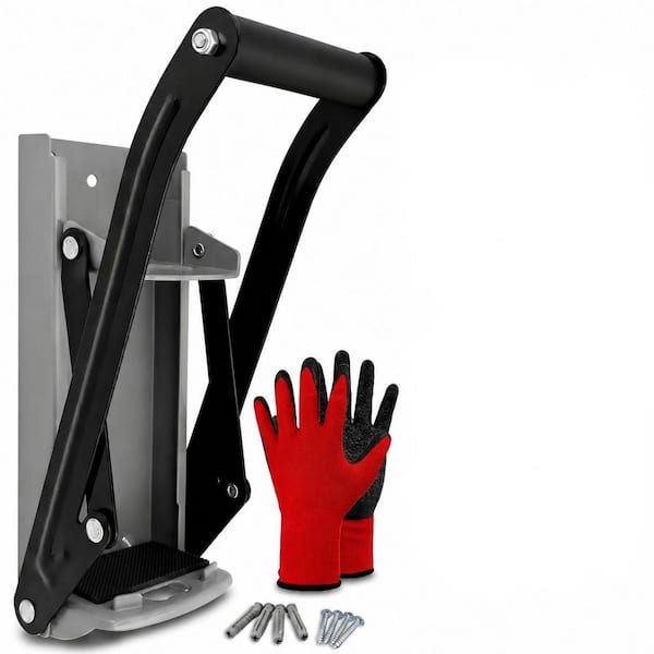 16 oz. 12 oz. Alloy Steel Wall Mounted Can Crusher Kit Heavy Duty Recycling Smasher Anti-Pop Pillars Ergonomic Grip