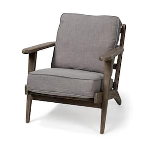 Olympus II Flint Gray Fabric w/Medium Brown Wood Frame Accent Chair