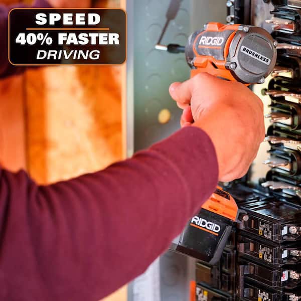 RIDGID - 18V Brushless Cordless 4-Mode Impact Driver Kit with 2.0 Ah MAX Output Battery, Charger, and Case