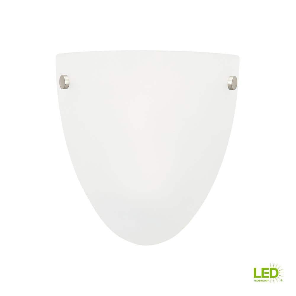 Metropolis Brushed Nickel 1-Light LED Bathroom Sconce with Satin Etched Glass