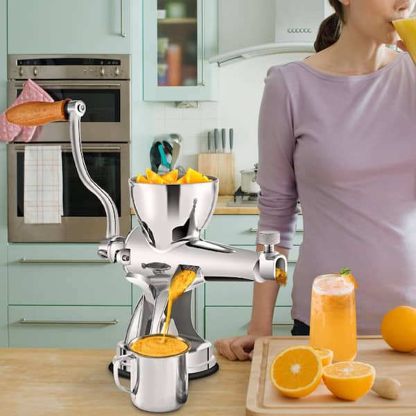 Manual Juicer Stainless Steel Detachable Hand Crank Juicer Extractor with Cup Base & Table-top,Silver XPZZJCZKKDUA2GHUAV0 - The Home Depot