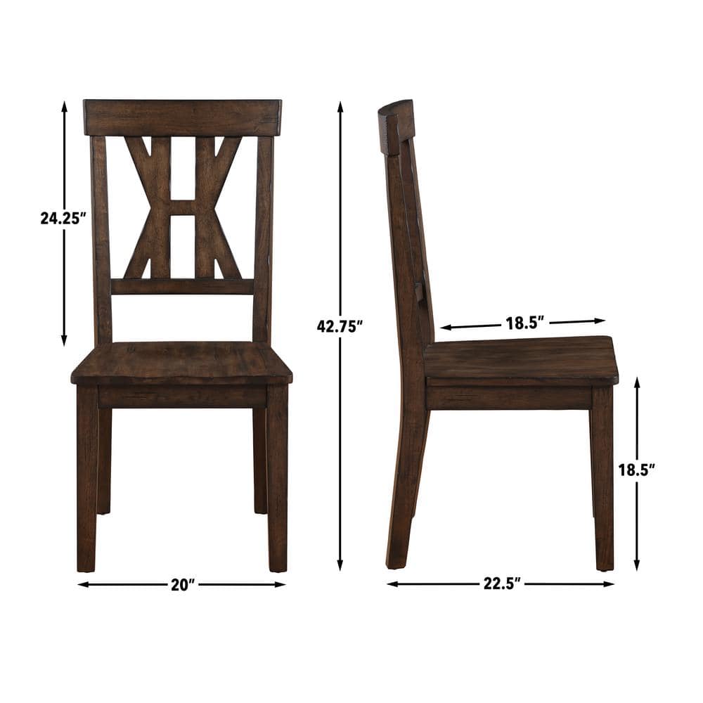 Auburn 126" Dark Brown Acacia Wood Dining Table with 6 Chairs