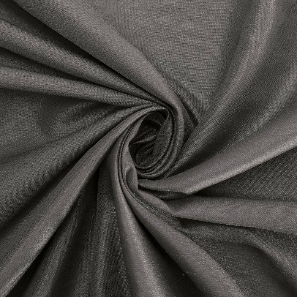Gray Faux Silk Blackout Back Tab Curtain Panel, 50" x 84"