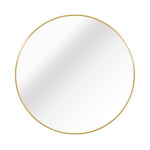42 in. W x 42 in. H Gold Modern Round Framed Wall Mirror
