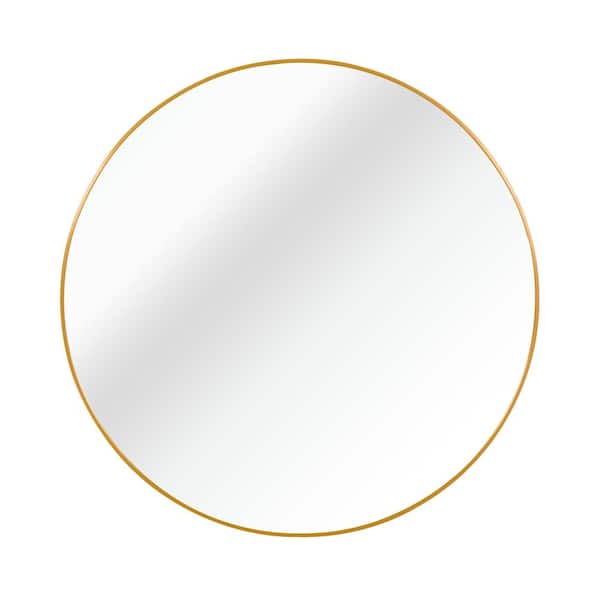 HUOVTR 42 in. W x 42 in. H Gold Modern Round Framed Wall Mirror