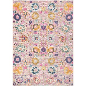 Passion Silver 4 ft. x 6 ft. Persian Floral Vintage Area Rug