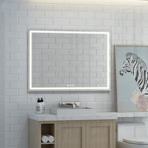 36 in. W x 48 in. H Frameless Rectangular LED Light Bathroom Vanity Mirror