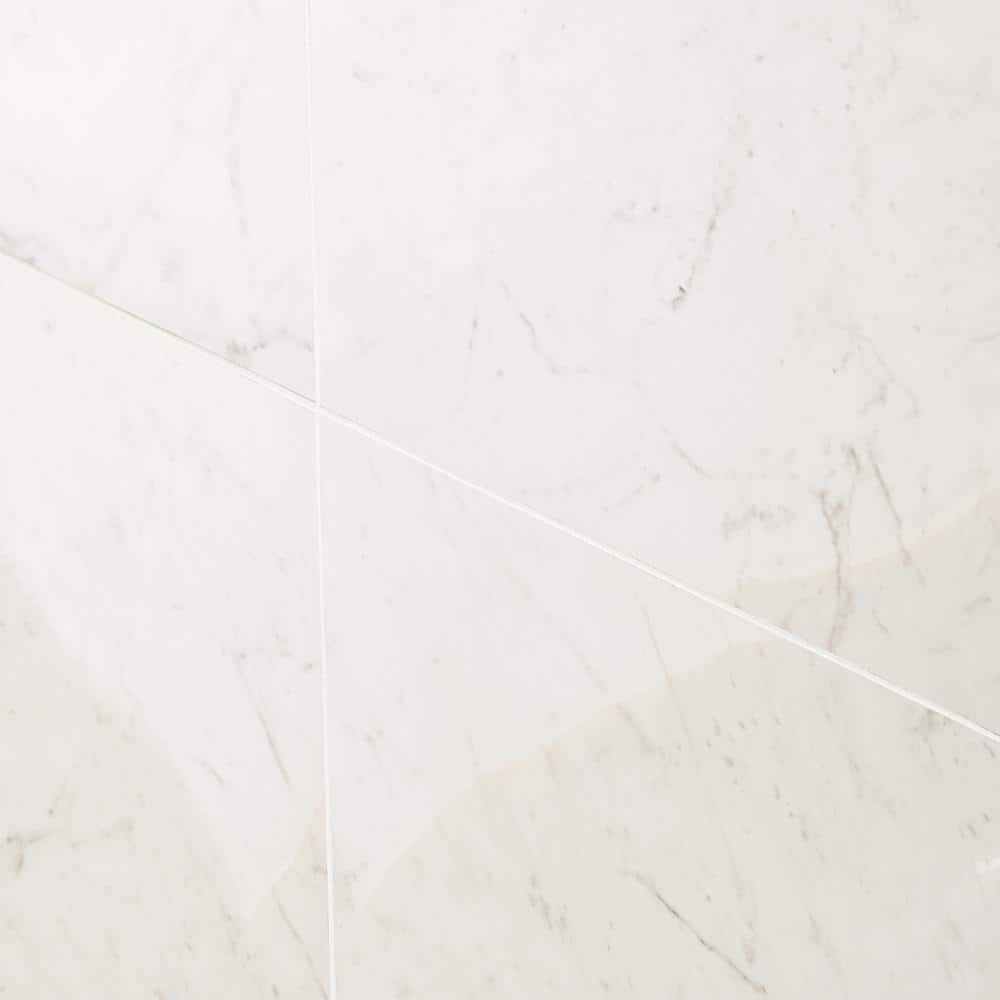 Saroshi 24" x 24" Polished White Marble Look Porcelain Tile