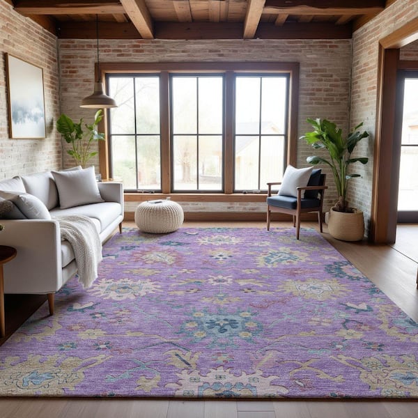 Mayfield Premium Machine Washable Abstract AMF1154 Purple 10 ft. x 14 ft. Area Rug
