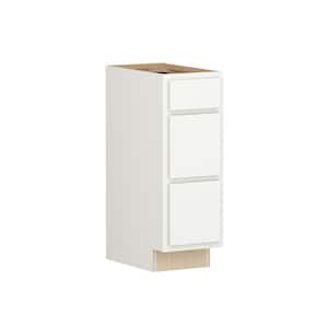 Shaker Partial Overlay 12 in. W x 20.75 in. D x 34.5 in. H Plywood Assembled Drawer Base Bath Cabinet in Linen White