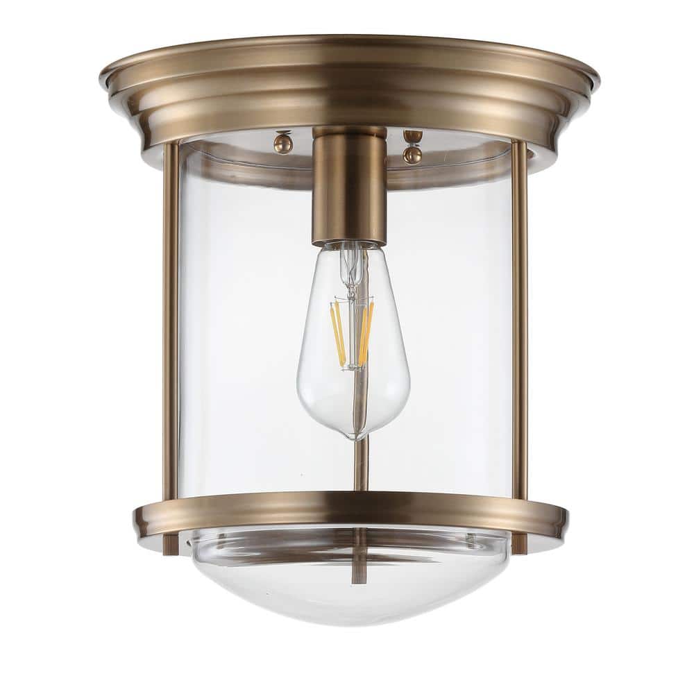 Savannah 10.25" Brass and Glass LED Flush Mount Light