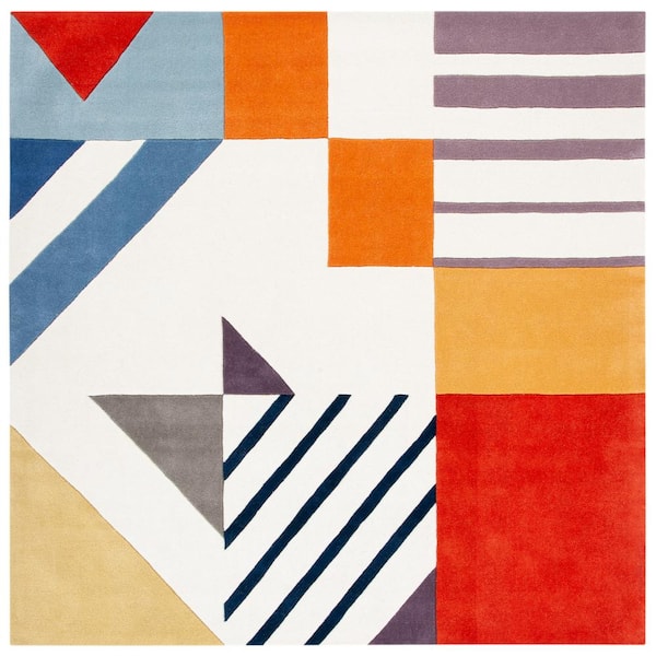 SAFAVIEH Fifth Avenue Ivory/Multi 7 ft. x 7 ft. Abstract Multi-Shaped Square Area Rug