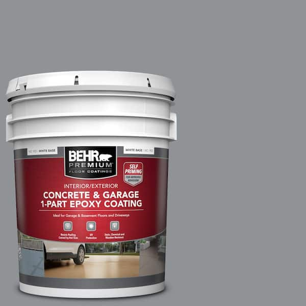 BEHR PREMIUM 5 gal. #PPU26-05 Flint Gray Self-Priming 1-Part Epoxy Satin Interior/Exterior Concrete and Garage Floor Paint