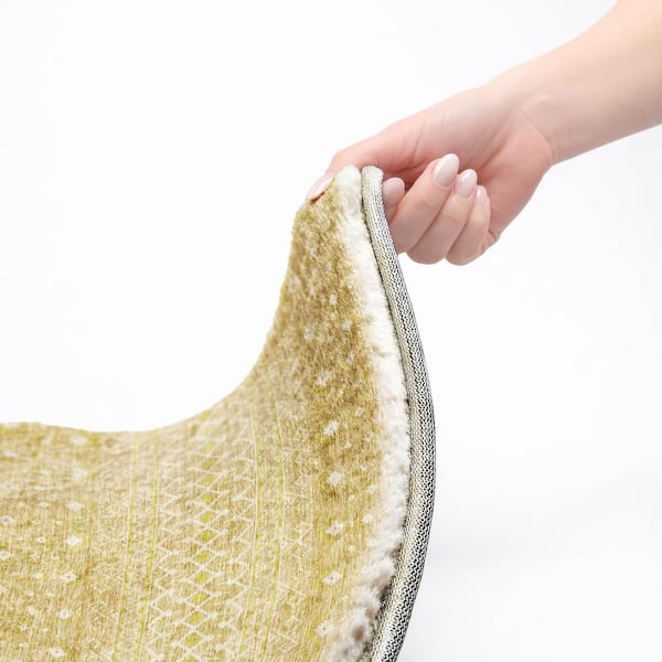 Dream Shag Premium Machine Washable Abstract ADS709 Gold 8 ft. x 8 ft. Round Rug