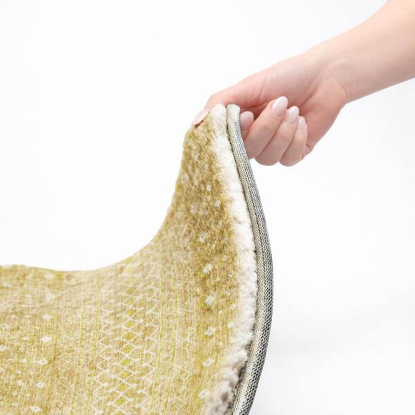 Dream Shag Premium Machine Washable Abstract ADS709 Gold 9 ft. x 12 ft. Area Rug