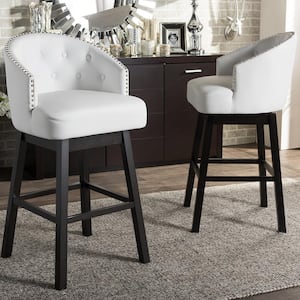 Avril White Faux Leather Upholstered 2-Piece Bar Stool Set