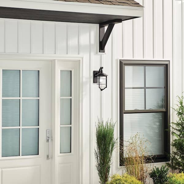Royal Marine 13.25 in. 1-Light Distressed Black Outdoor Hardwired Wall Lantern Sconce with No Bulbs Included (1-Pack)