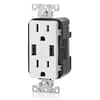 Leviton Decora 15 Amp Combination Duplex Outlet And USB Charger White ...