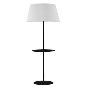 Gretchen 62.75 in. Matte Black Transitional 1-Light Standard Floor Lamp for Living Room with Fabric Cone Shade