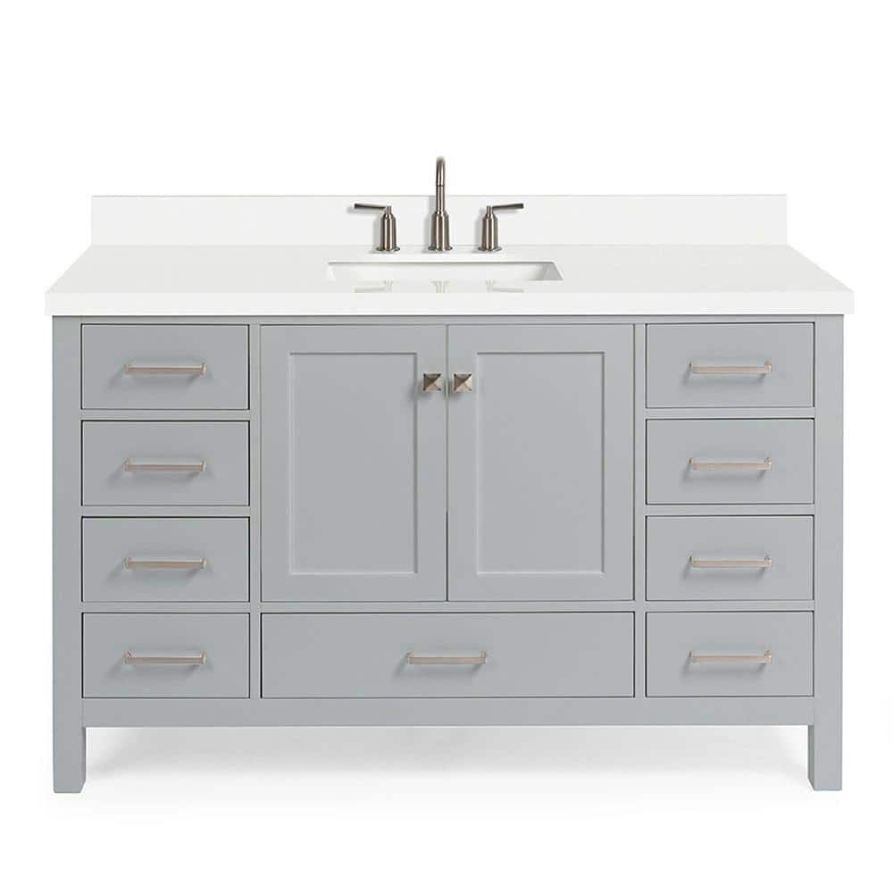 Cambridge 55" Grey and White Quartz Single Basin Vanity Set