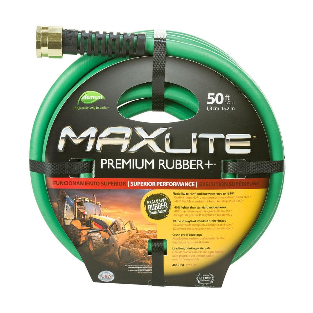 Element MAXLite Premium Rubber+ 1/2 in. x 50 ft. HeavyDuty Hose CELSGG12050 The Home Depot