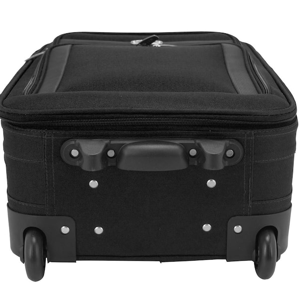 black leather luggage