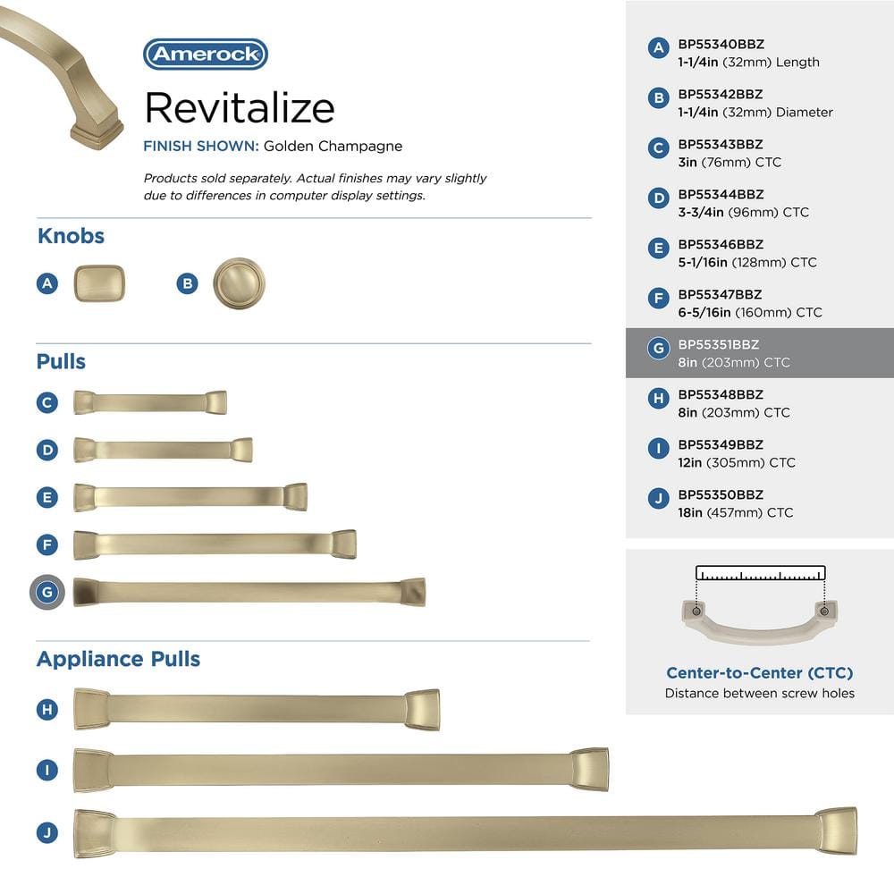 Golden Champagne 8" Modern Traditional Cabinet Pull