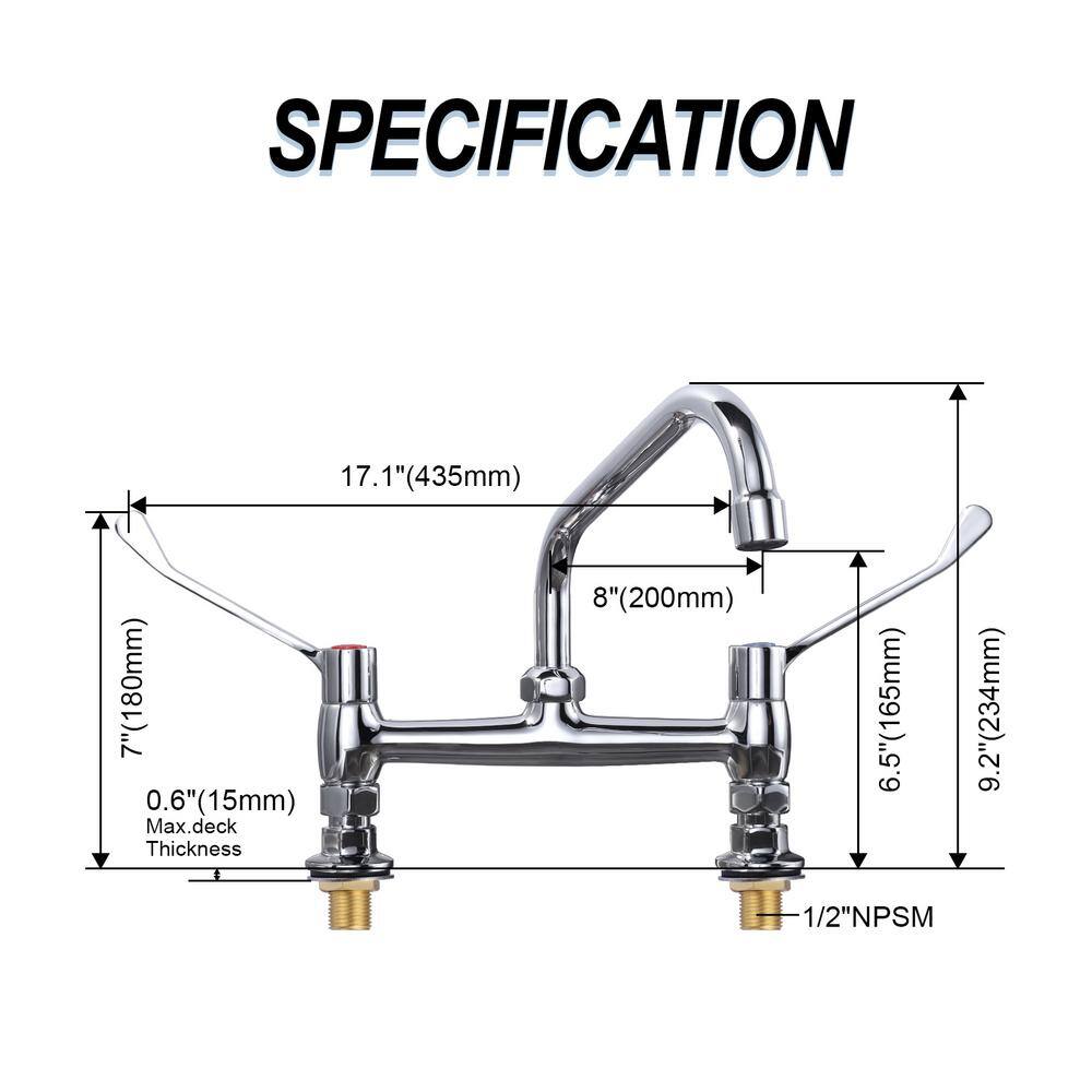 Polished Chrome Double Handle Deck Mounted Kitchen Faucet
