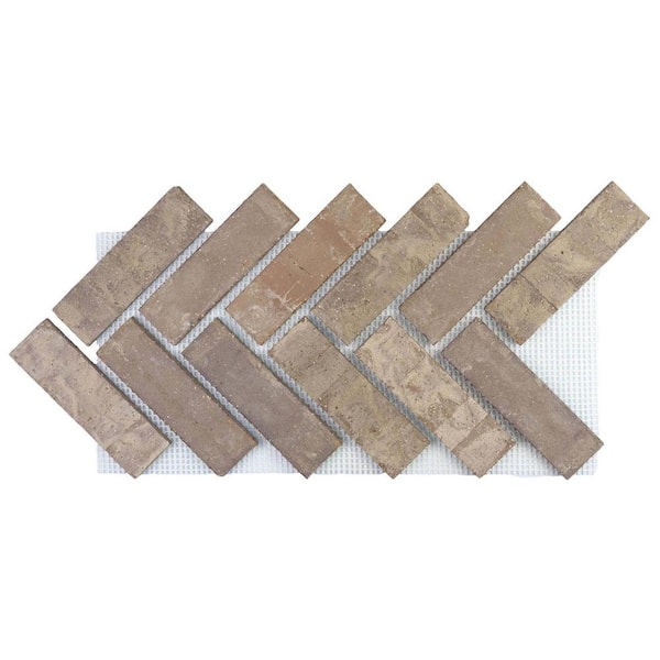 28 in. x 12.5 in. x 0.5 in. Brickwebb Little Cottonwood Thin Brick Sheets - Herringbone (Box of 5 Sheets)