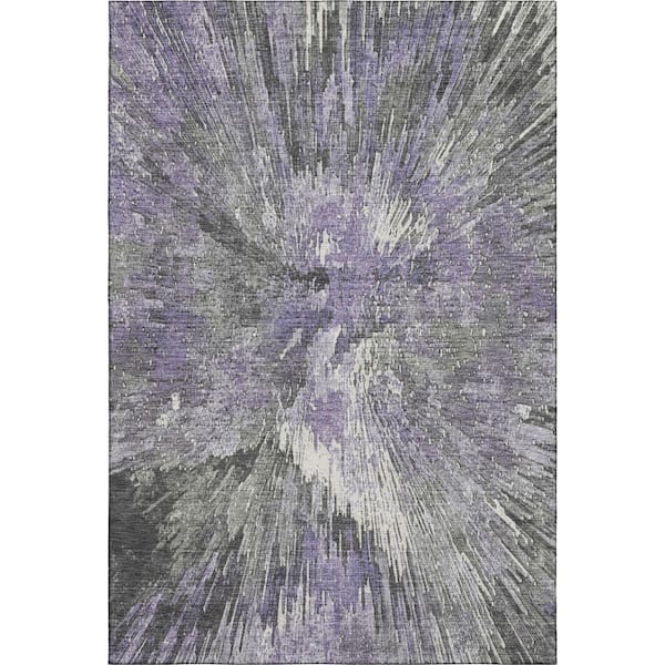 Mayfield Premium Machine Washable Abstract AMF2283 Lavender 10 ft. x 14 ft. Area Rug