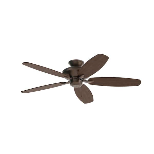 KICHLER Renew Patio 52 in. Indoor/Outdoor Satin Natural Bronze Dual Mount Ceiling Fan with Pull Chain for Covered Patios