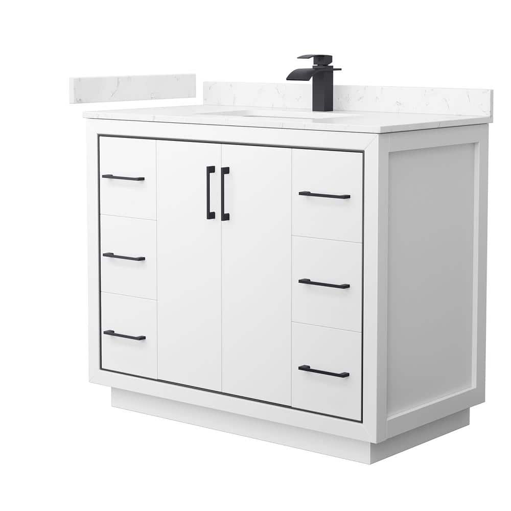 Icon 42 in. W x 22 in. D x 35 in. H Single Bath Vanity in White with Carrara Cultured Marble Top price history on PriceWatchPro